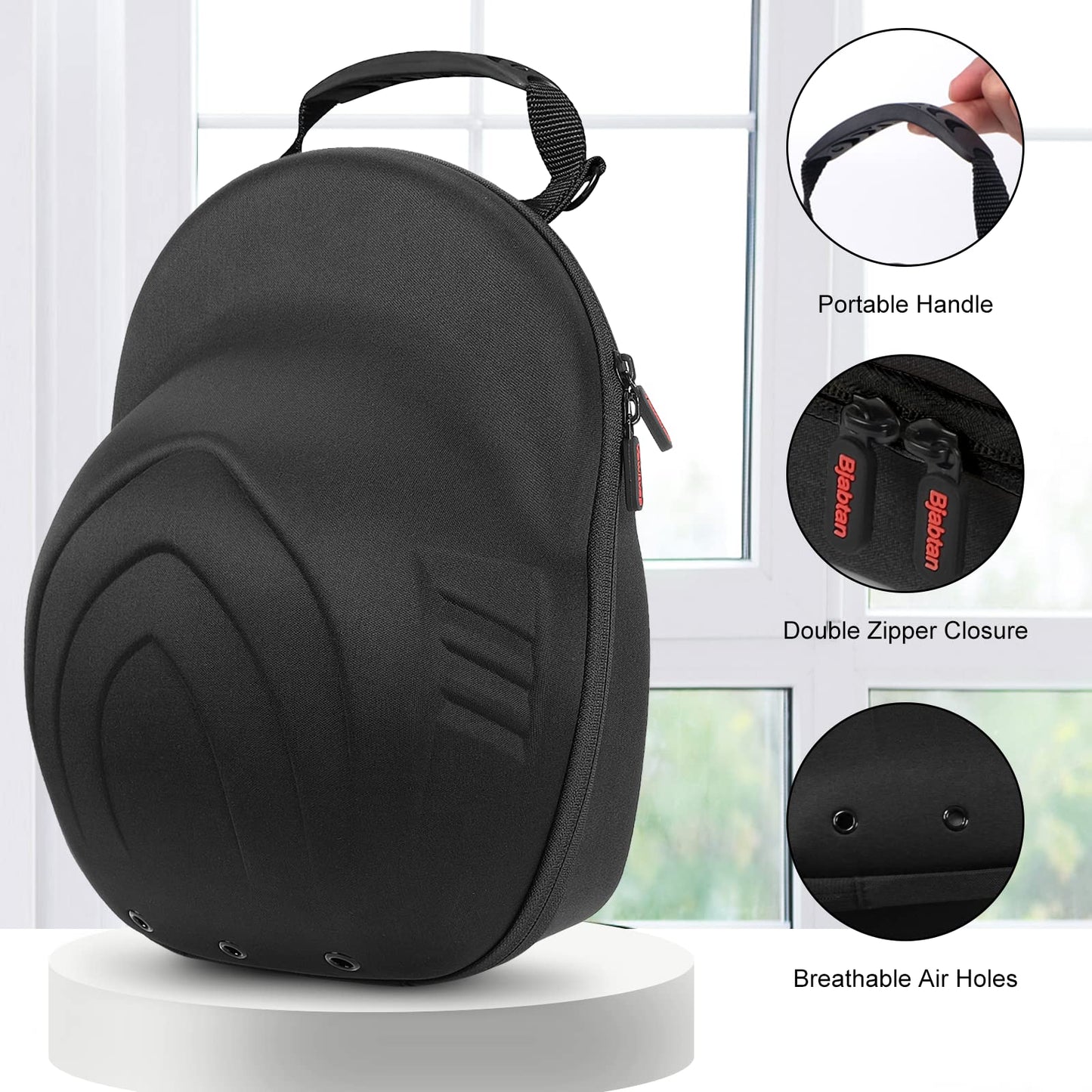 Bjabtan Hard Hat Case for Baseball Caps, Baseball Hat Organizer with Carrying Handle & Shoulder Strap, Hat Carrier Case for Travel, Baseball Hat Organizer Holder for 6 Baseball Caps