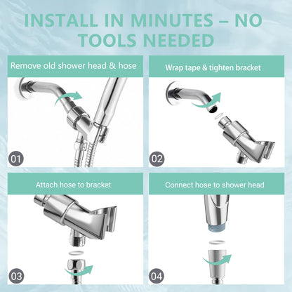 Handheld Shower Head with Hose – 5-Spray High-Pressure Hand Held Shower, Anti-Clog Water-Saving Shower Head, 70" Long Hose, 360° Adjustable Wall Brackets, Easy DIY Install