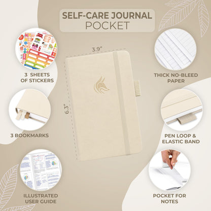 Clever Fox Self-Care Journal – Daily Reflection Notebook – Mental Health & Personal Development Planner, Meditation & Mood Log, Pocket (Seashell)