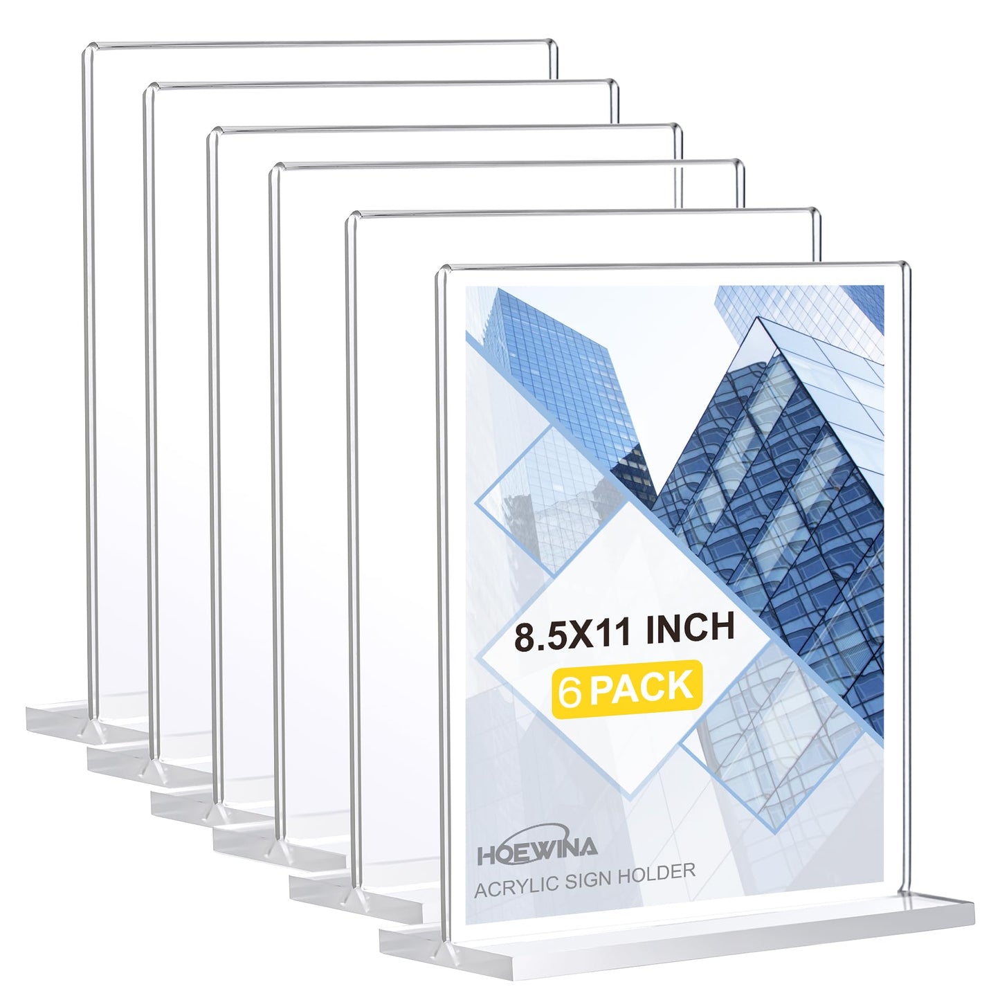 Acrylic Sign Holder 8.5 x 11 Inch 6 Pack, Clear Display Sign Stand for Store Sign Holders, Vertical Double Acrylic Stands, Flyer Holder & Plastic Paper Holder