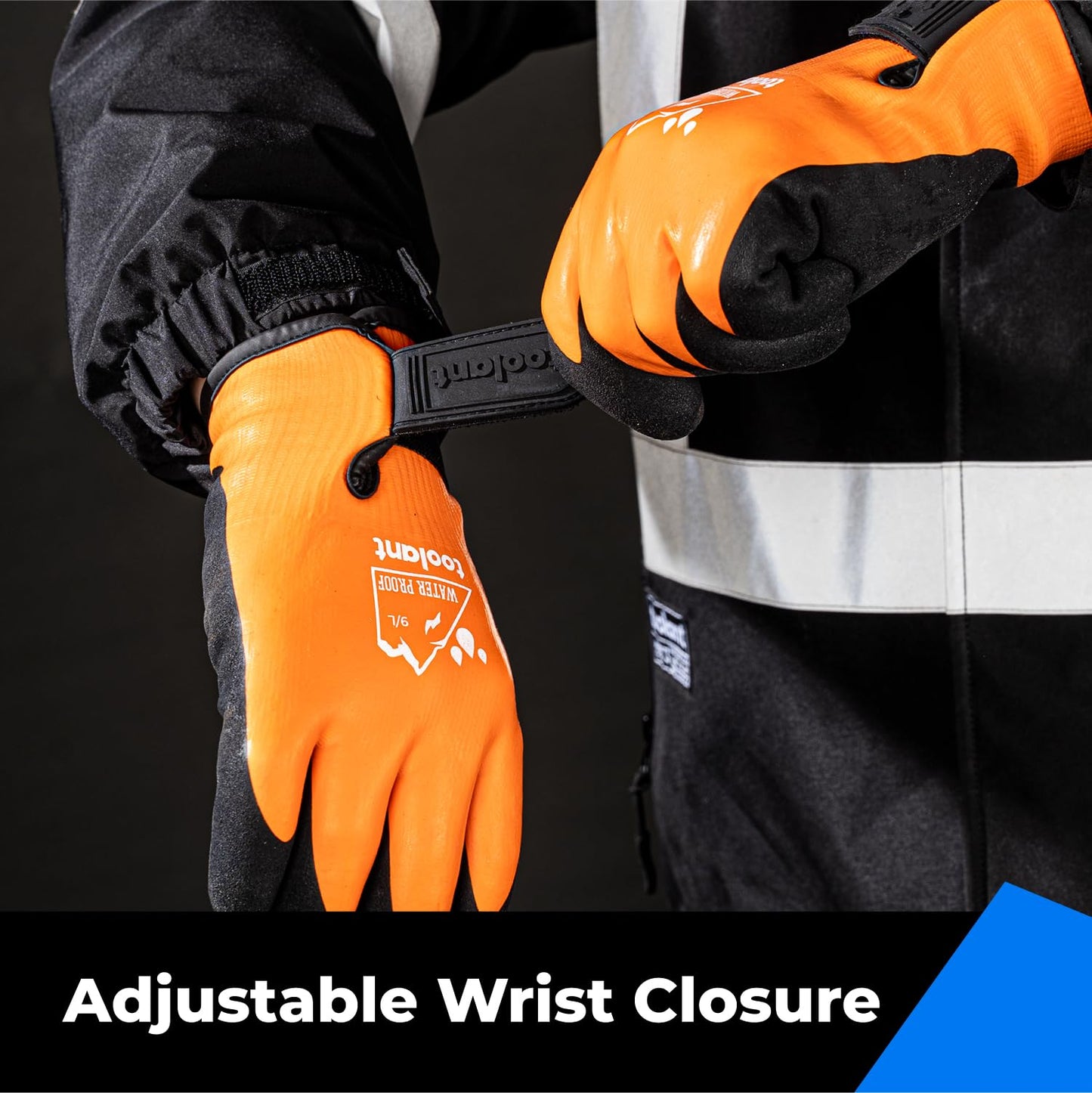 100% Waterproof Gloves for Men and Women, Winter Work Gloves for Cold Weather, Touchsreen, Thermal Insulated Freezer Gloves, With Grip, Orange, Large