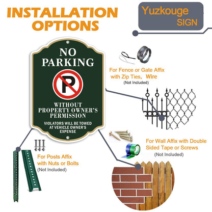 Yuzkouge No Parking Sign, Violators Will Be to Towed at Vehicle Owner’s Expense - 2 Pack, 12” x 18” Rust Free Aluminum Sign, Weatherproof, Fade Resistant