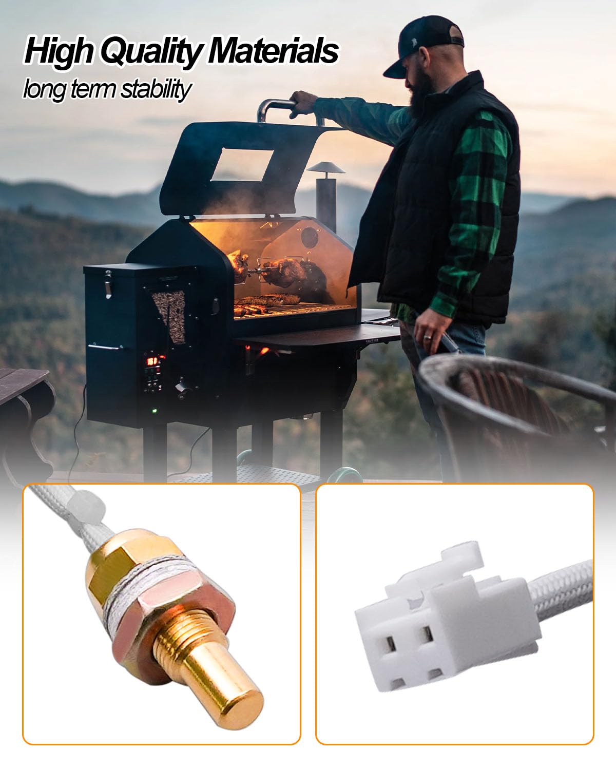 Thermal Sensor Fit for Green Mountain Grills Daniel Boone Ledge Jim Bowie Replace P-1209, 12V Barbecue Grill Heat Sensor