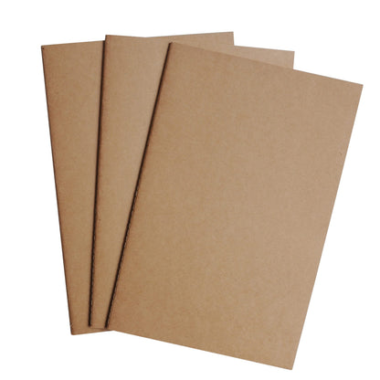 Wanderings Large Blank Travelers Notebook Insert/Large Journal Refill | 7" x 10.7" / 18cm x 27cm | 3 Booklets, 180 Blank Pages | Travelers Notebook Refills for Journals, Diaries, Planners