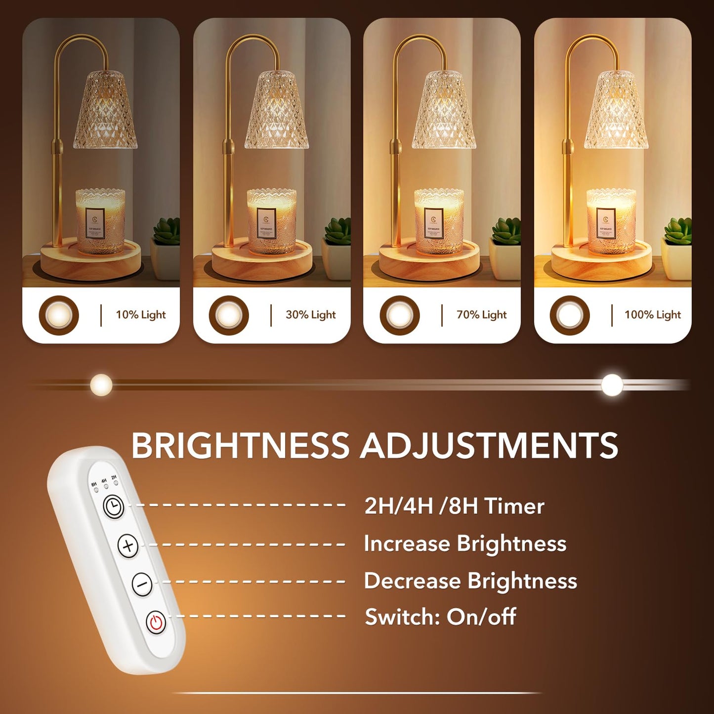 Candle Warmer Lamp with Timer, Stocking Stuffers for Women, Mom Gifts for Women Mom Christmas, Adjustable Height Candle Warmer, Dimmable, Home Decor, Wax Warmer Lamp for Jar Candles with 2 Bulbs