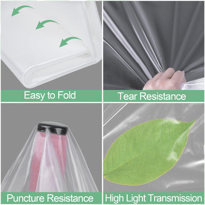 8 x 26 FT Clear Greenhouse Plastic Sheeting, 6 Mil Polyethylene Film Heavy Duty, Water Sun Frost Wind Dust Resistant Winter Hoop House Toughness Plastic Cover for Farming, Gardening, Agriculture, DIY