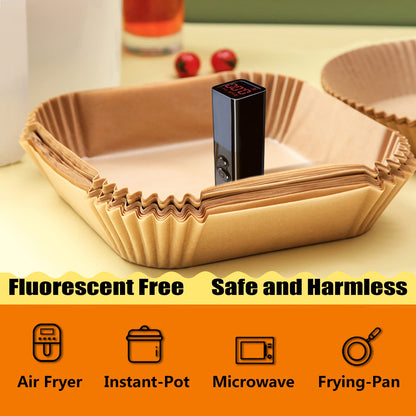 Air Fryer Liners, Airfryer Liners Disposable Square 9 Inch for 5-8QT Basket, Parchment Paper for Air Fryer Non-Stick Air Fryer Paper, Food Grade Air Fryer Parchment Paper Liners for Roasting Microwave