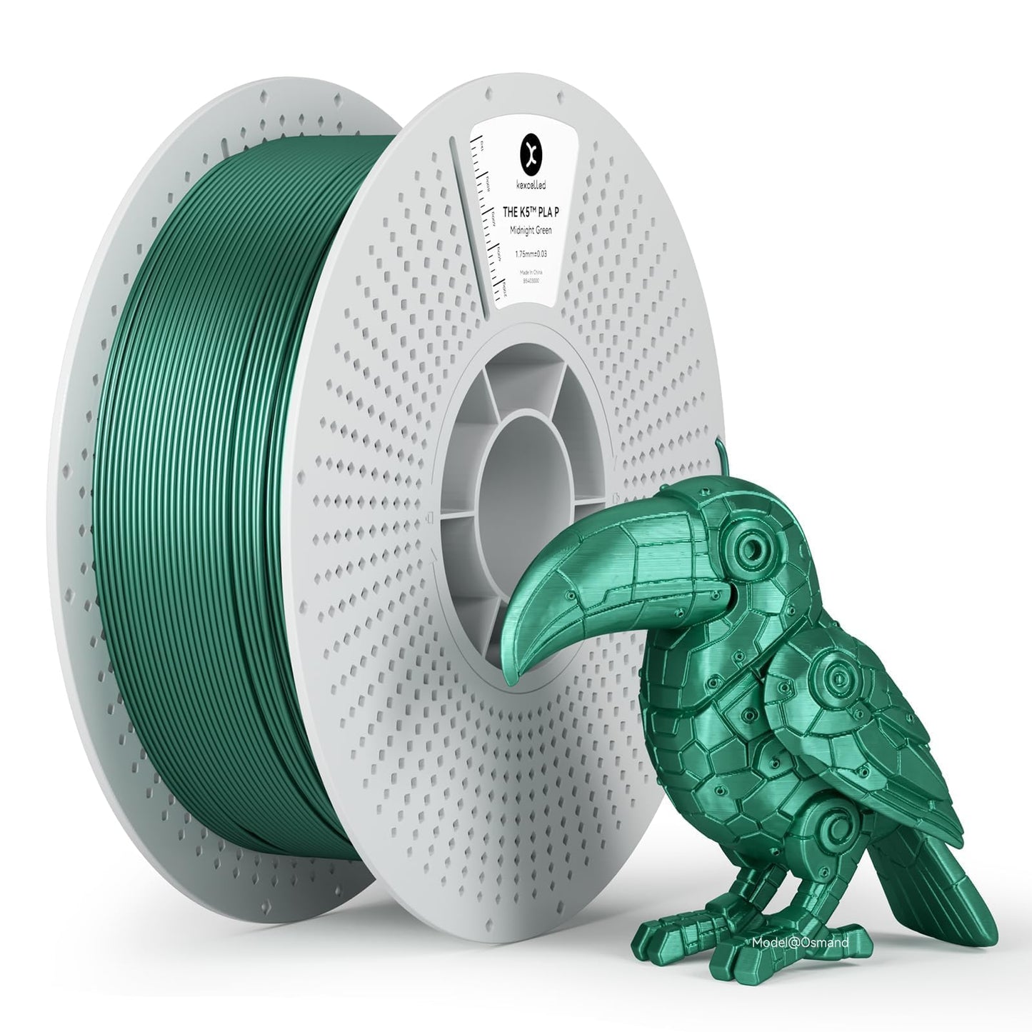KEXCELLED Metallic PLA Filament 1.75mm, Hunter Green Metal 3D Printer Filament PLA,Silk Metal Glossy Shiny Surface,Dimensional Accuracy +/- 0.03mm,1kg Reusable and Removable Spool