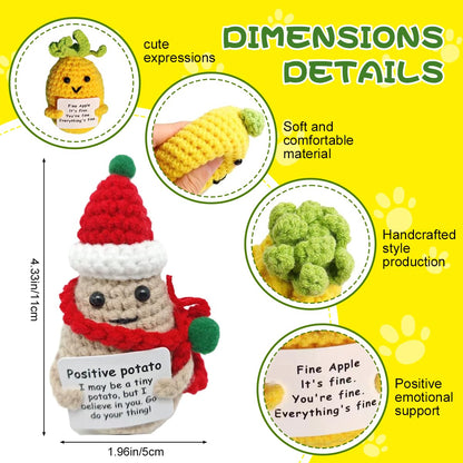 8Pcs Emotional Support with Positive Card, Handmade Crochet Knitted Dumpster Fire Doll, Dumpsters Firing Ornaments Gift