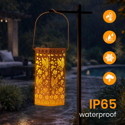 Birthday Gifts for Women Solar Lights Outdoor Garden Decor Metal Hummingbird Hanging Lanterns for Outside Waterproof Mathers Day Gift Upgraded Decorations for Patio Yard Lawn Backyard Christmas