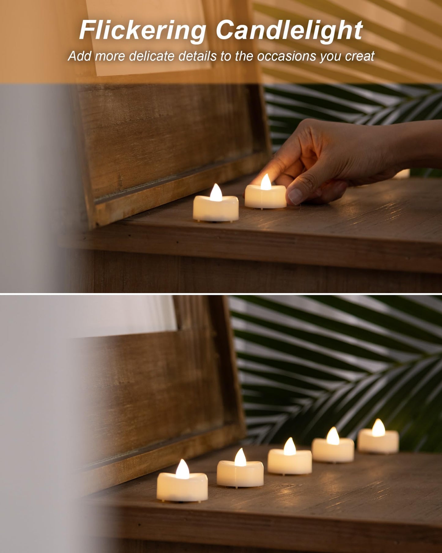 BEICHI 50 Pack Flikcer Electric Tea Light, Long Last 200+ Hours, Battery Candle Warm White Bright Realistic for Thanksgiving Day, Halloween, Christmas