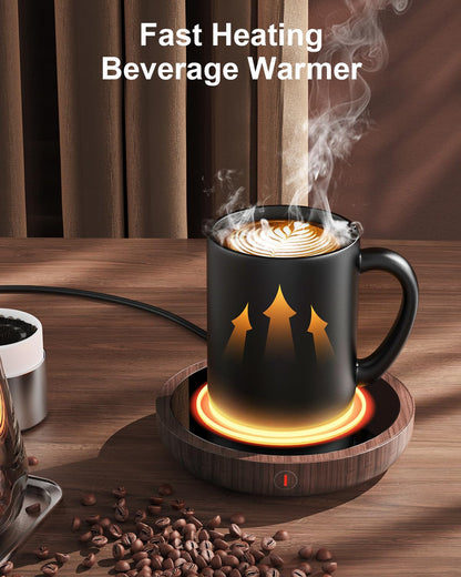 SWEETFULL Coffee Mug Warmer, 36W Electric Cup Warmer for Desk with 3-Temp Settings Advanced Temperature-Controlled Heating Coffee Gifts Accessories for Women Men Milk, Tea, Candle (Wood)