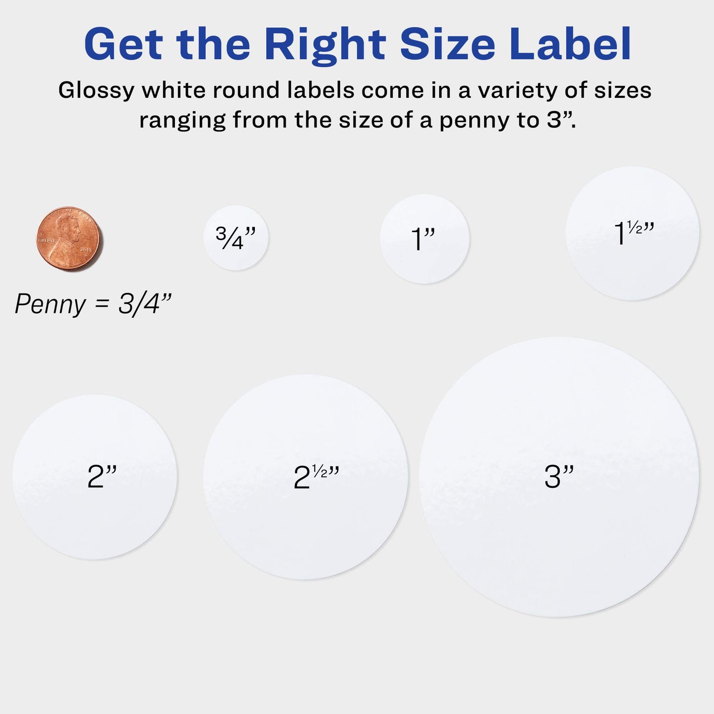 Avery Print - To - The - Edge Round Labels, Glossy White, 2.5-Inch Diameter, 90 Labels (22830)
