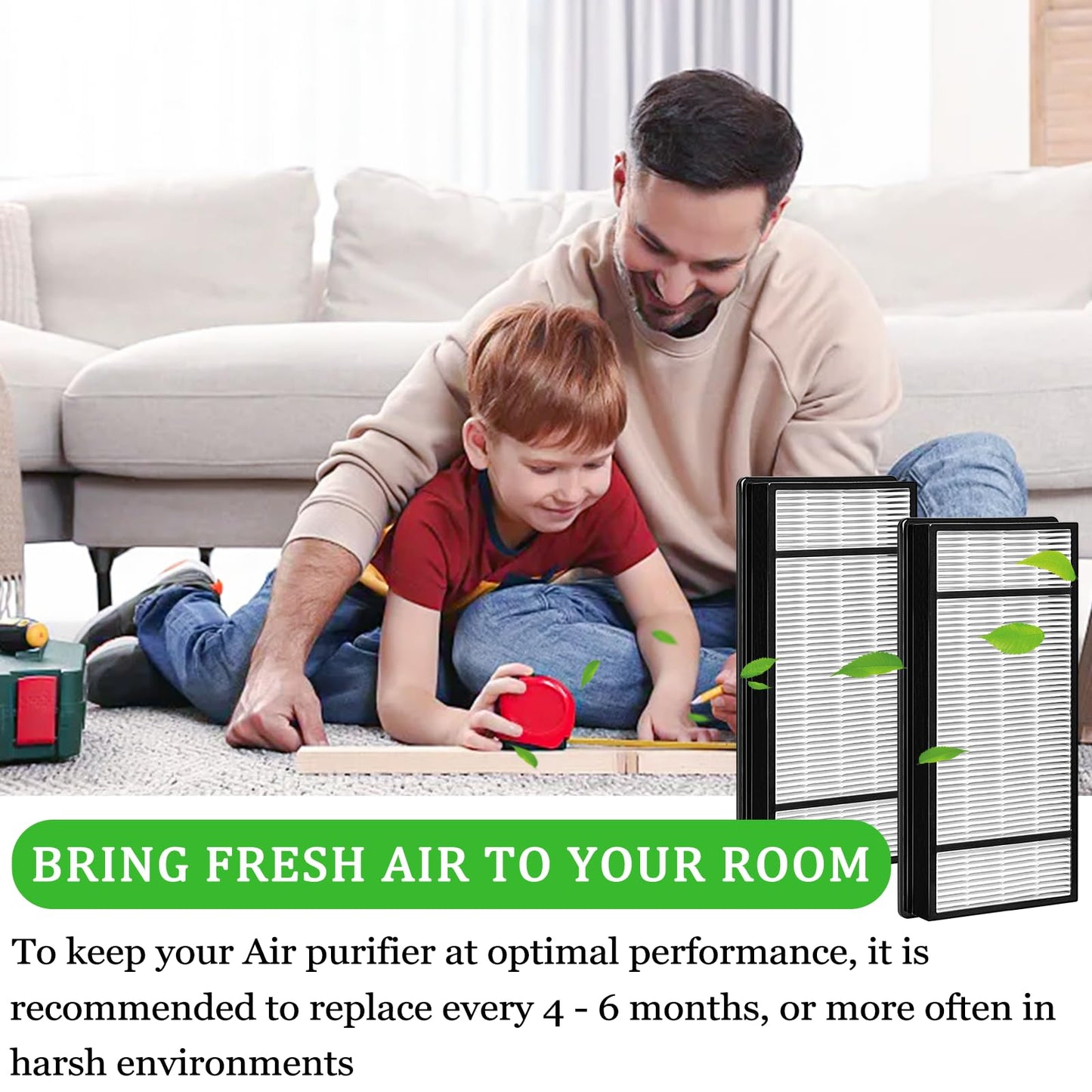 2 True HEPA Replacement Filter H and 4 Carbon Pre Filter B Compatible with Honeywell Filter H HRF-H1 HRF-H2,Compatible with Honeywell HPA050,HPA060,HPA150,HPA160,HHT055,HHT155 Series Air Purifiers