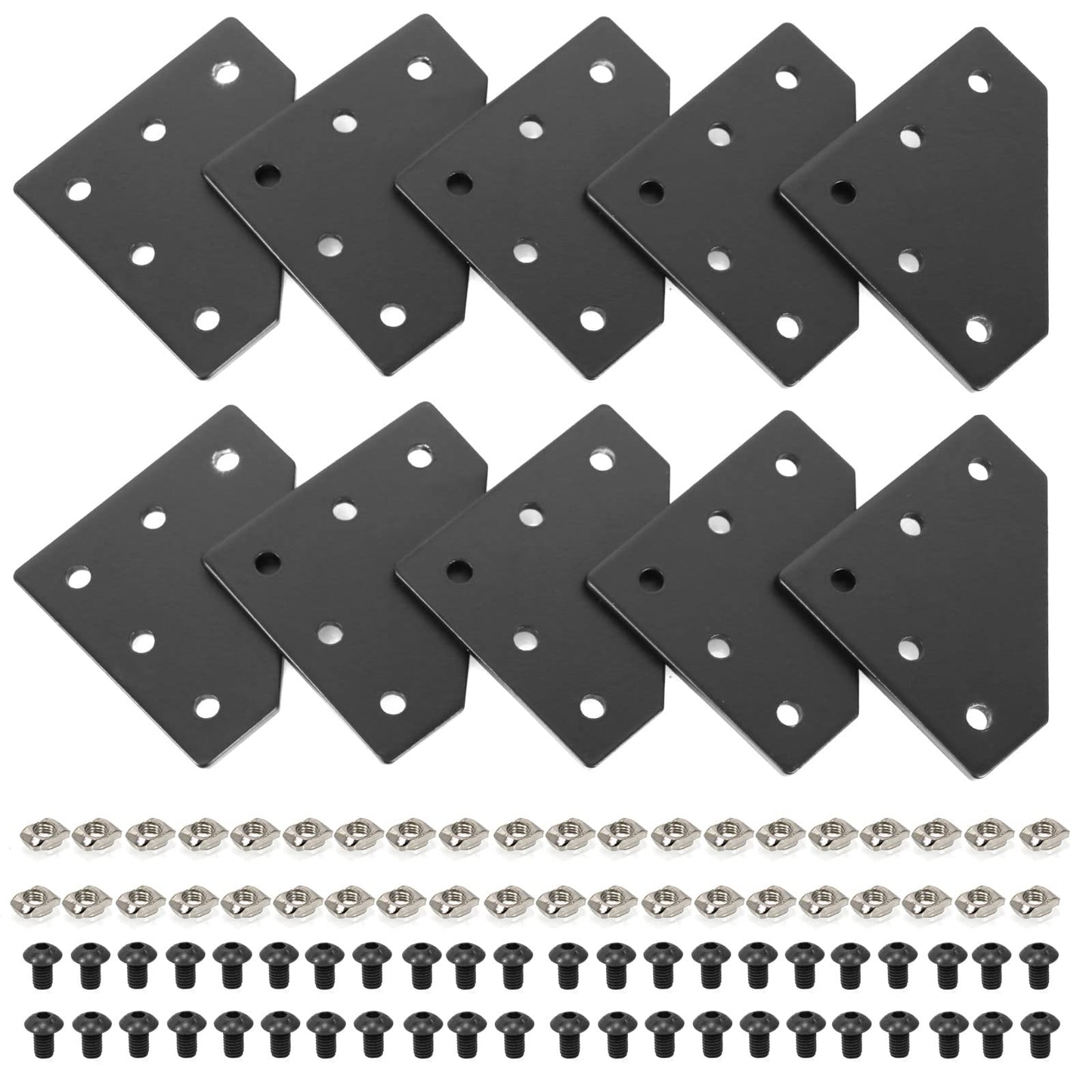2020 Aluminum Extrusion Connector Bracket Set Included 8PCS Joint Plates,40Pcs M5 L-Slot Nuts and 40Pcs M5x8mm Hex Socket Cap Screw for 2020 Series Aluminum Profile 3D Printer Frame