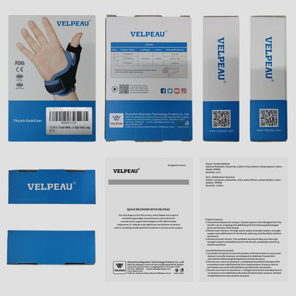 VELPEAU Thumb Wrist Support Brace, CMC Thumb Spica Splint for Arthritis Pain, De Quervains Tenosynovitis, Trigger Thumb, Tendonitis, Sprain, Fits Both Left or Right Hands (Plastic Insert Version, M)