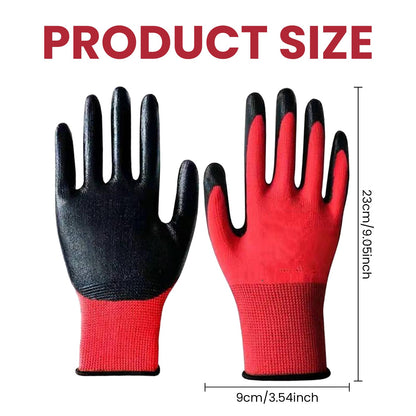 24 Pairs Gardening Gloves for Men Women, Rubber Coated Safety Work Gloves Bulk, Breathable Large Garden Construction Gloves for Weeding, Digging, Pruning, Construction, Black and Red