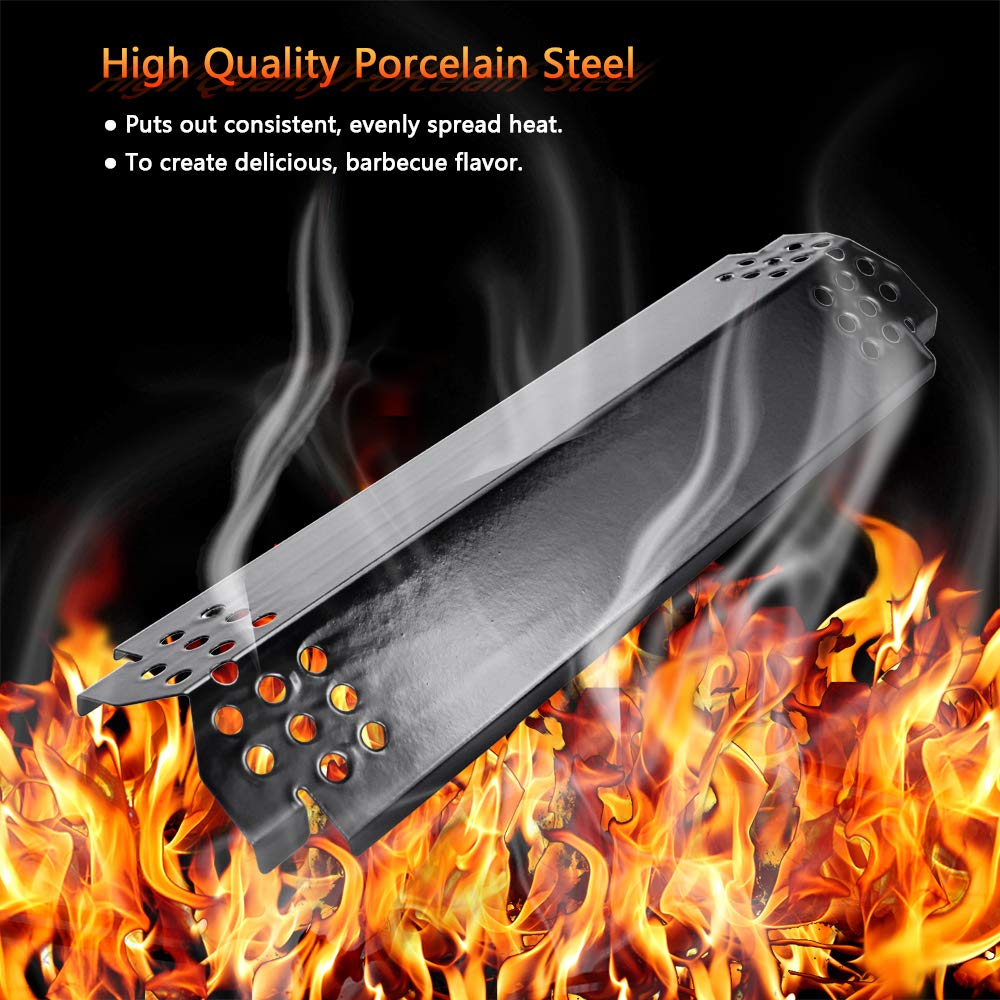 Uniflasy 14.6" Grill Heat Plates for Nexgrill 720-0888, 720-0888N, Members Mark 720-0882D, Dyna-Glo Gas Grill, Porcelain Steel Flame Tamer, Flavor Bar Replacement Parts for Nexgrill 720-0888, 5 Pack