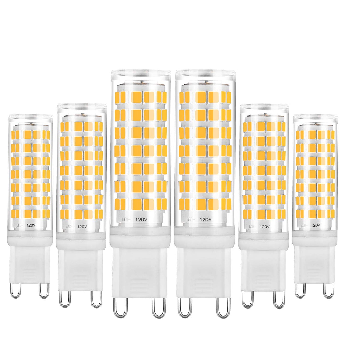YUIIP G9 LED Bulb Dimmable 6W Warm White 3000K, T4 G9 Ceramic Bi-pin Base Light Bulbs AC 120V 530LM, 50W 60W Halogen Bulb Equivalent, G9 Light Bulbs for Chandelier, 6 Pack