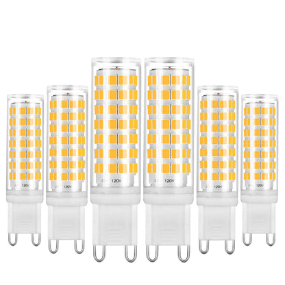 YUIIP G9 LED Bulb Dimmable 6W Warm White 3000K, T4 G9 Ceramic Bi-pin Base Light Bulbs AC 120V 530LM, 50W 60W Halogen Bulb Equivalent, G9 Light Bulbs for Chandelier, 6 Pack