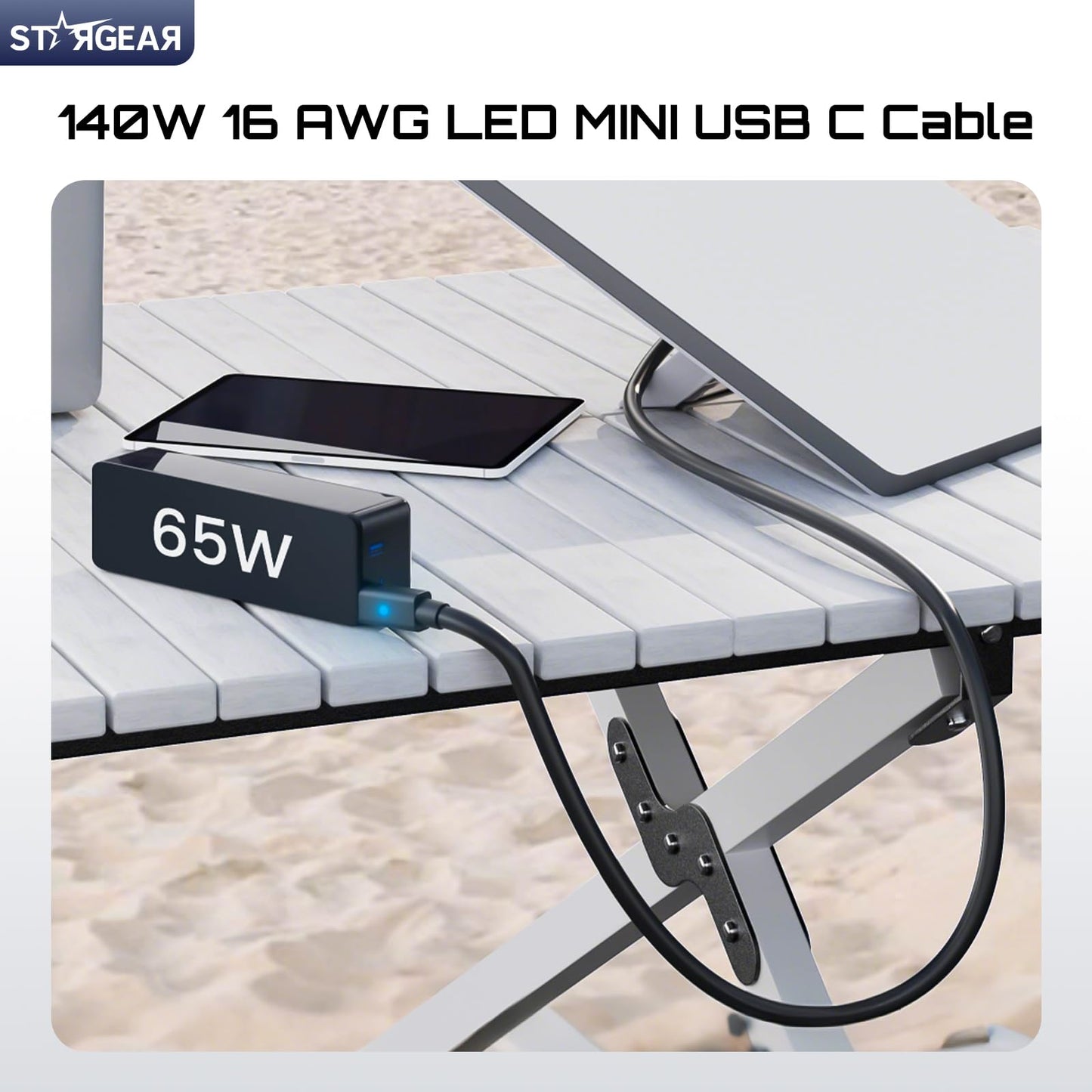 STARGEAR Starlink Mini Cable 6.5FT, 16AWG Starlink Cable with Indicator Light 140W USB C to DC, Accessories for Starlink Work with 60W+ PD Source, Compatible with 28V PPS 20V PD Protocols
