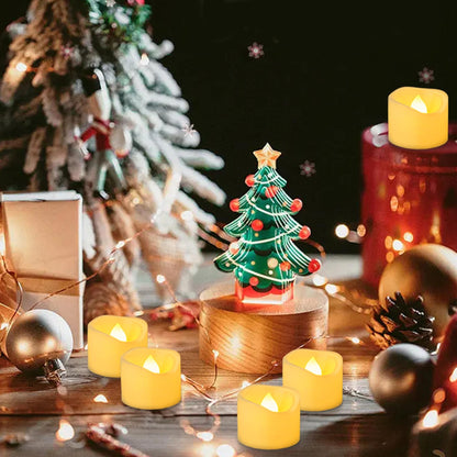 Yakpo 48 Pack 3.8cm x 3cm Tea Lights Battery Operated Votive Candles, Flameless Flickering LED Tealights Electric Outdoor Flicker Fake Tealight Candles Bulk for Wedding Halloween Christmas Decorations