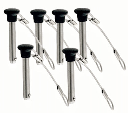 Diameter 3/16" Stainless Steel Black Nylon Head Pull Pin With Lanyard - Marine Bimini Top Pins for Swivel Ball Deck Hinge Quick Release (6)