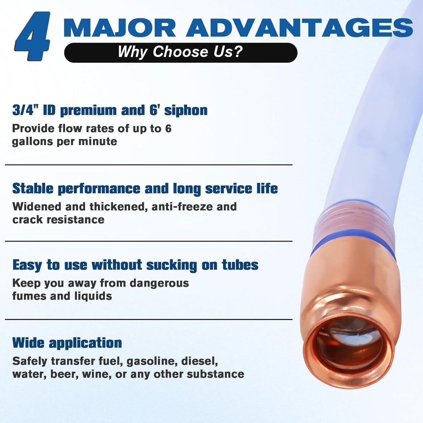 Podoy Automatic Siphon Pump, Gas/Fuel/Gasoline/Water 3/4" Shaker Siphon Hose Pump Transfer Self Priming Siphon Hose -6 Foot High Grade