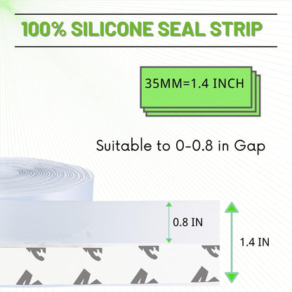 Weather Stripping Door Seal, Door Draft Stopper Silicone Seal Strip for House and Glass Shower Doors for Windows Gaps of Collision and Side, Window Insulation for Winter