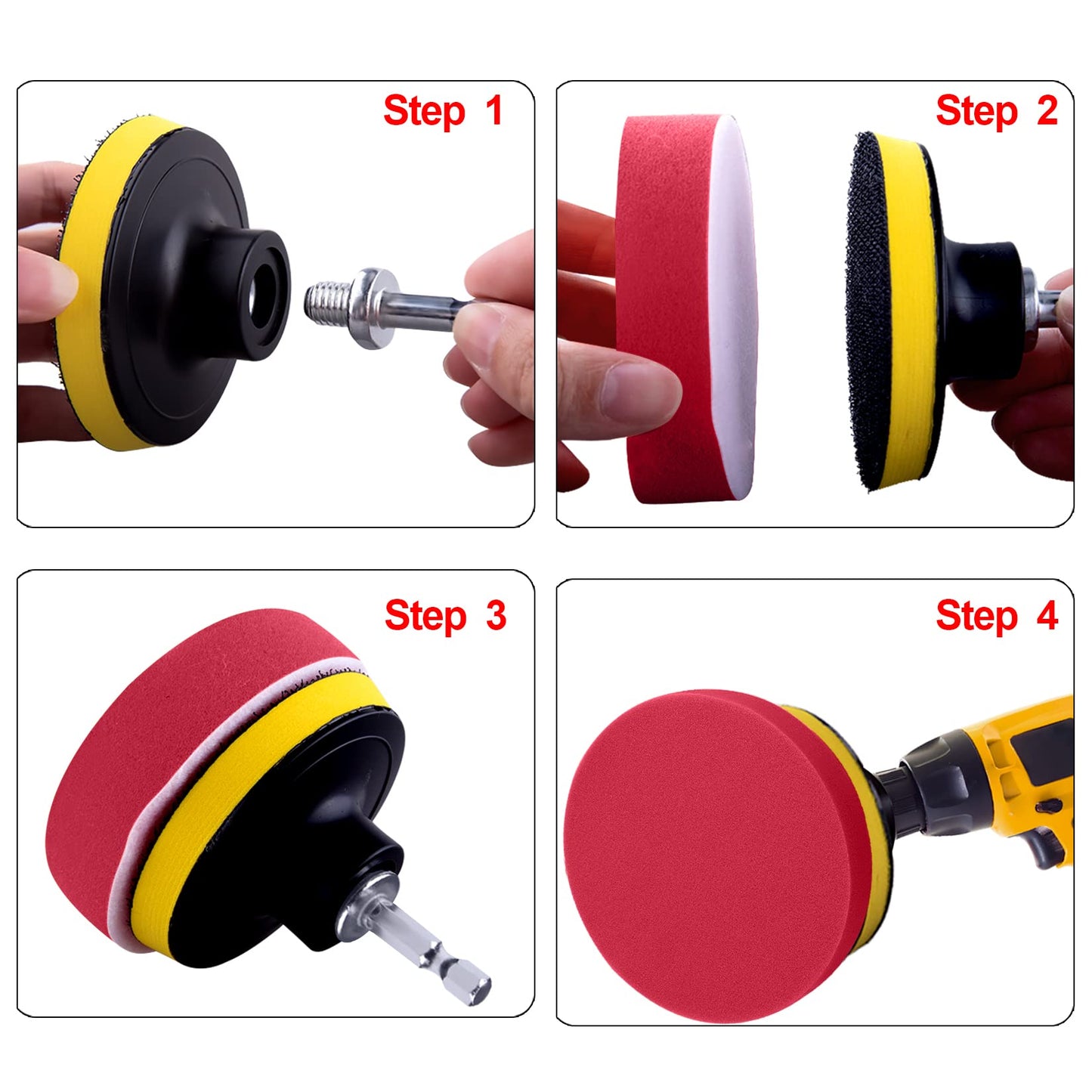 SIQUK 8 Pieces Car Polishing Kit - 5 Inch Buffing Pads, Car Foam Polishing Pads, Buffer Attachment With M14 Drill Adapter