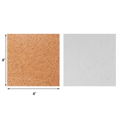 Self Adhesive Cork Squares, 100 PCS 4 x 4 Inch Strong Cork Adhesive Sheets, Reusable Cork Board Cork Backing Sheets, Mini Wall Cork Tiles Mat for Coasters and DIY Crafts