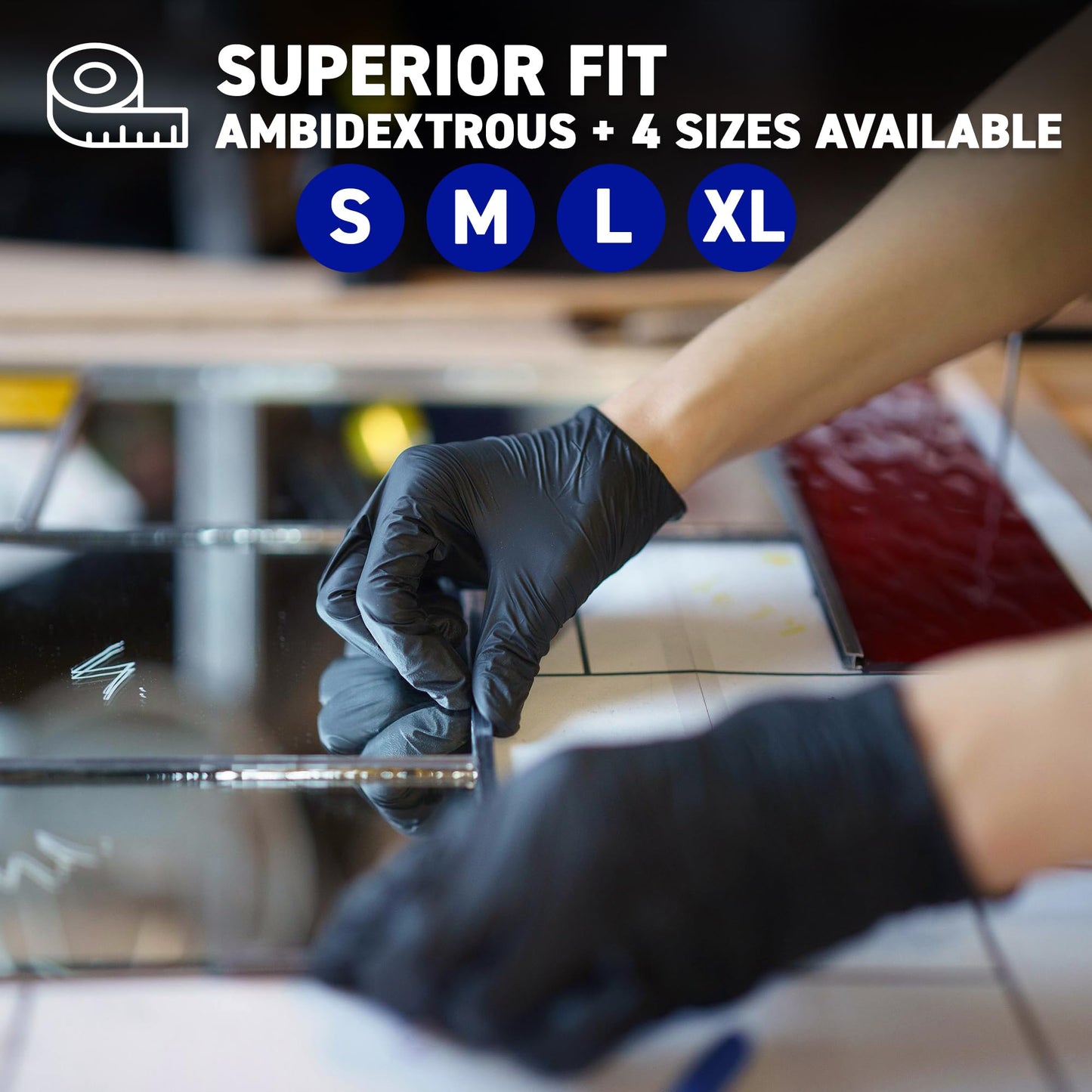 72HRS Black Nitrile Gloves - Disposable Gloves-4 Mil, Gant Noir, Gants Jetables, Black Gloves for Cooking & Cleaning