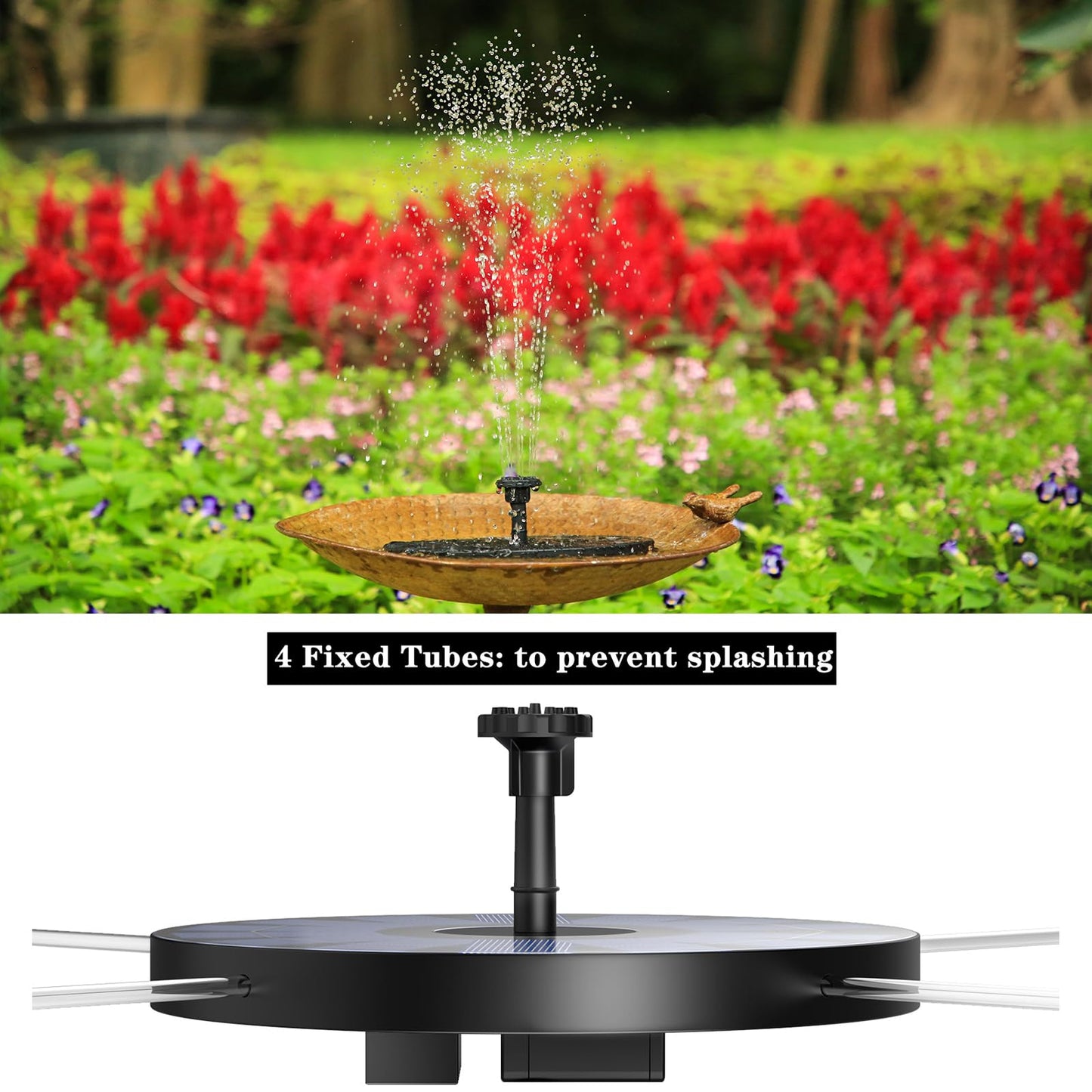 AISITIN Solar Fountain 2026 Upgraded, Water Fountain Outdoor with 8 Nozzles Set & 4 Fixed Pipes, Solar Powered Water Fountain Pump for Outdoor Garden, Pond, Pool, and Bird Bath