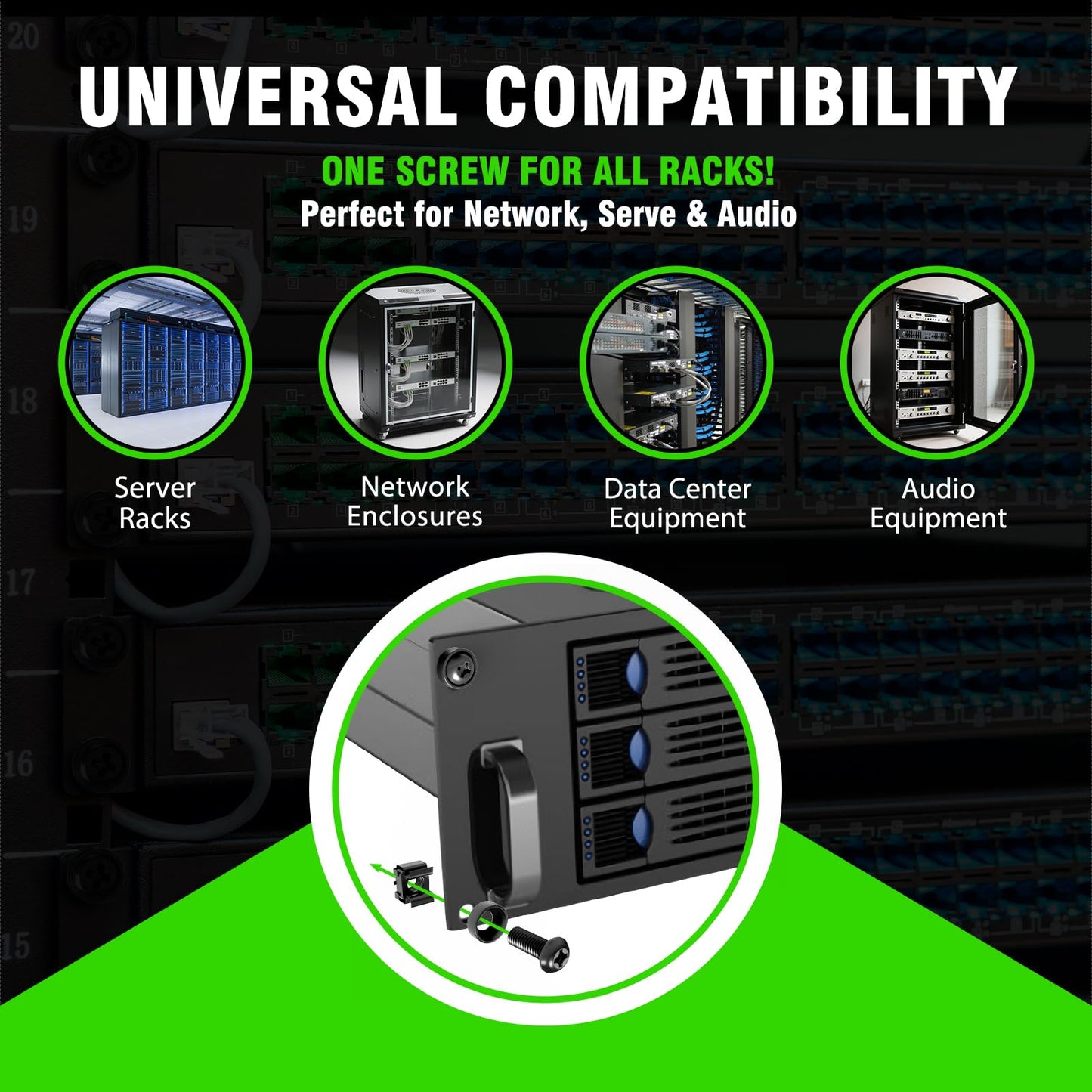 XOOL 50 PCS M6 x16mm Rack Mount Cage Nuts, Screws and Washers for Rack Mount Server Cabinet,Rack Mount Server Shelves,Routers,Rack Mount Screws and Square Insert Nuts,Self-Locking Cable Ties for Free