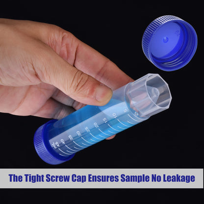 ESHATO 50 Pack Sterile Centrifuge Tubes, 50ML Polypropylene Self-Standing Test Tubes with Leak-Proof Screw Caps, Graduated and Write Marks, Conical Tubes, DNase/RNase Free, Human DNA-Free