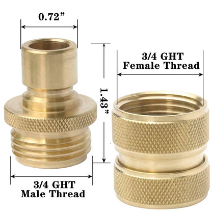 VASLON Garden Hose Quick Connect Fittings Brass Hose Quick Connector Water Hose Connector 3/4" GTH Thread Connector (3 Female Coupler+ 6 Male Nipples)