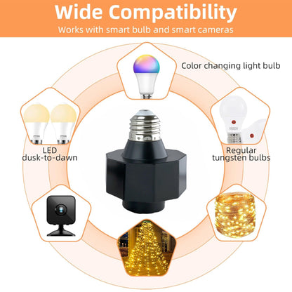 3 in 1 Outlet Light Socket Adapter,E26/E27 Bulb Socket to 3 Prong Outlet with Extension Cord, Flexible Light Socket Converter Suitable for Indoor Outdoor Porch Garage Patio CCTV Camera Use (2)