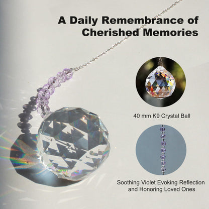 WOOWA Light by Your Side Sympathy Gifts for Loss of Loved One. Grief, Bereavement, Condolence, Sorry for Your Loss Gift. Crystal Rainbow Maker Suncatcher - Serene Lavender