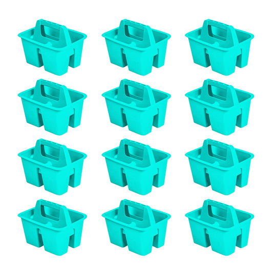 Storex Mini Classroom Caddy, Multipurpose Classroom Organizer with Handle, Teal, 12-Pack (01065U12C)