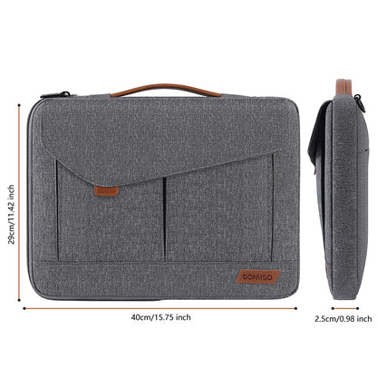 DOMISO 15-15.6 Inch Laptop Sleeve Bag Water Resistant Briefcase Messenger Shoulder Bag for ThinkPad L580/16" MacBook Pro/IdeaPad 320/Dell XPS 15/HP Envy x360/ASUS ROG Zephyrus/Acer Chromebook,Grey