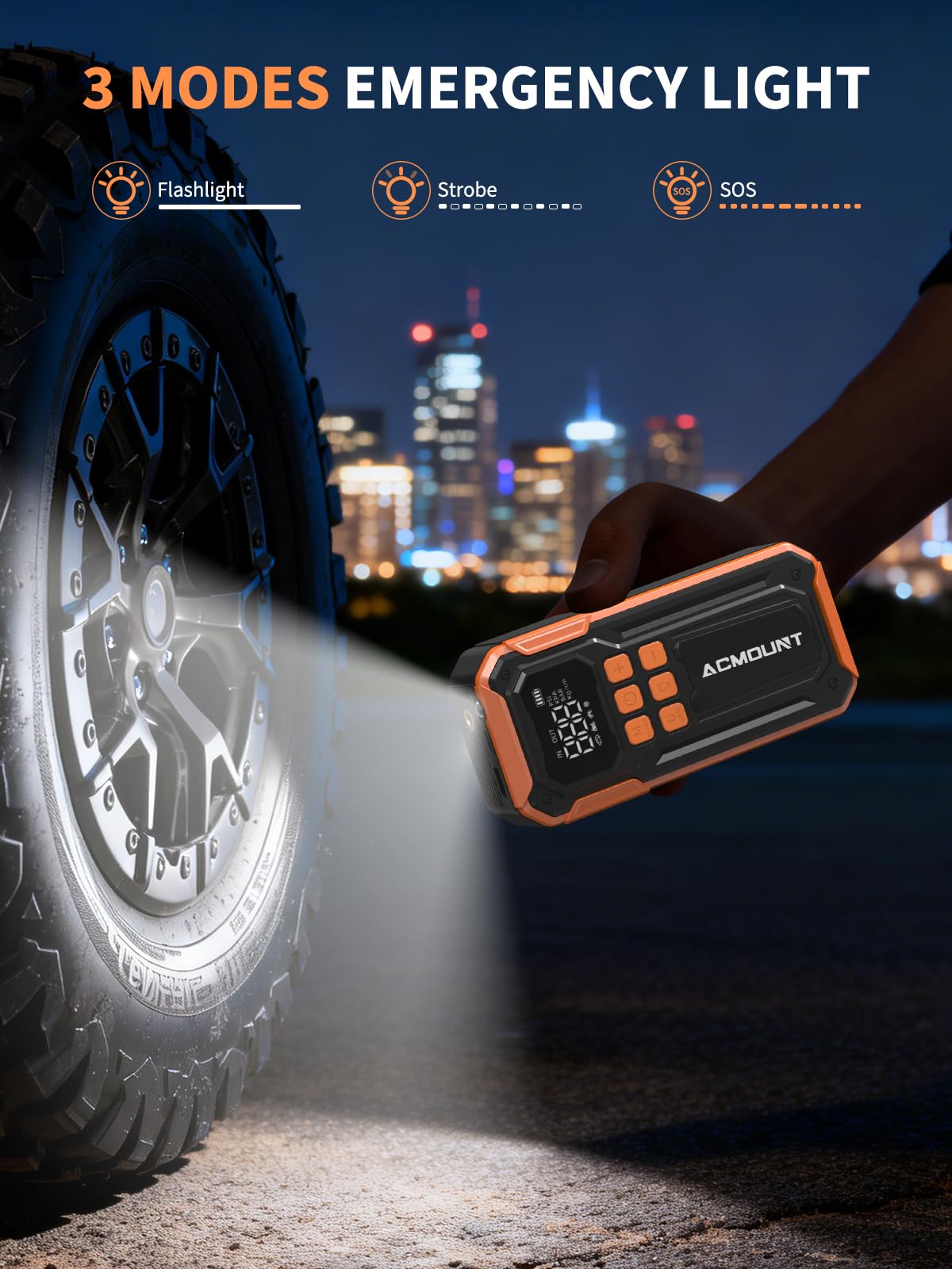 Tire Inflator Portable Air Compressor, 160PSI Air Compressor Tire Air Pump, 6X Faster Inflator with 5 Modes, Emergency Power Battery & 3 LED Lights, Cordless Tire Air Pump with Large Cylinders