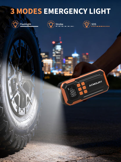 Tire Inflator Portable Air Compressor, 160PSI Air Compressor Tire Air Pump, 6X Faster Inflator with 5 Modes, Emergency Power Battery & 3 LED Lights, Cordless Tire Air Pump with Large Cylinders