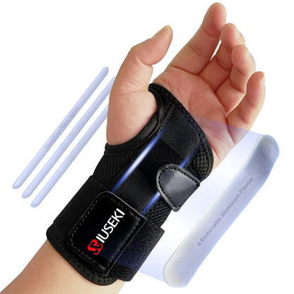 Carpal Tunnel Wrist Brace Support with 2 Straps and Metal Splint Stabilizer - Helps Relieve Tendinitis Arthritis Carpal Tunnel Pain - Reduces Sprain Recovery Time for Men Women(M/L, Right Hand)
