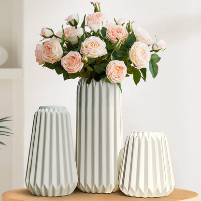 White Ceramic Vases -Set of 3 Flower Vase for Modern Home Decor,Nordic Minimalism Style for Wedding Party Bedroom Office Entryway Living Room & Bathroom Shelf Decor Centerpiece Table Decorations