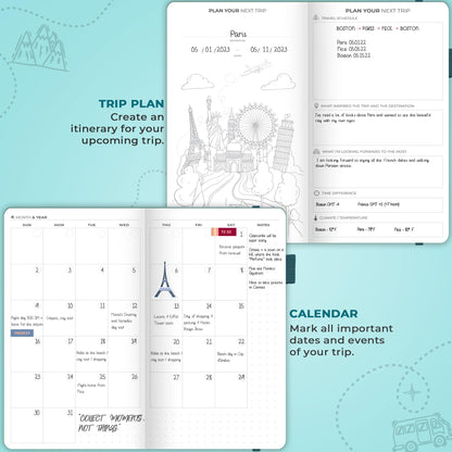 Clever Fox Travel Journal Pocket – Vacation & Road Trip Itinerary Planner Organizer & Traveling Memory Diary – Small Traveler Notebook (Aquamarine)