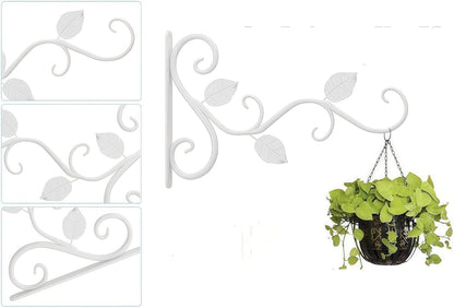 2 Pieces Hanging Plant Holder, Iron Wall Hooks for Flower Basket, Flower Hooks, Retro Garden Hooks for Hanging Baskets, Bird House, Lantern, Includes Screws and Expansion Screws(White(20 * 30cm))
