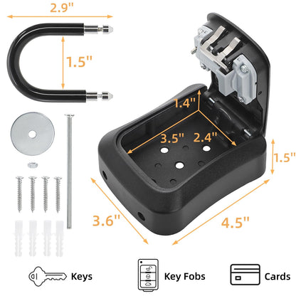 Cididu 2 Pack Key Lock Box for Outside, Wall Mount Lockbox for Keys with Code, Waterproof Key Safe Storage Box 4 Digit Combination, Portable Resettable Door Lock Box for Realtors Retail Store Garage