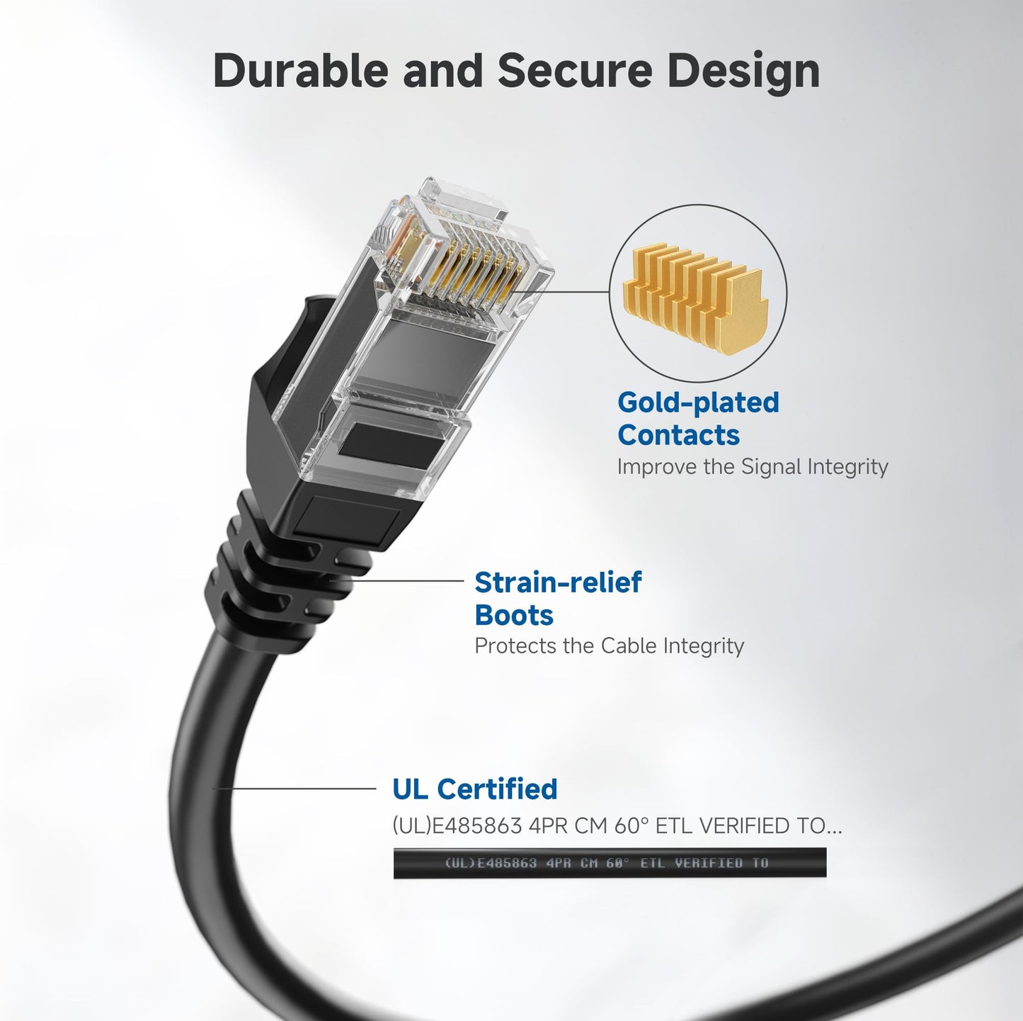Cable Matters 5-Pack Snagless Cat6 Ethernet Cable 7ft (Cat6 Cable/Cat 6 Cable) in Black 7 Feet - Available 1FT - 10FT in Length