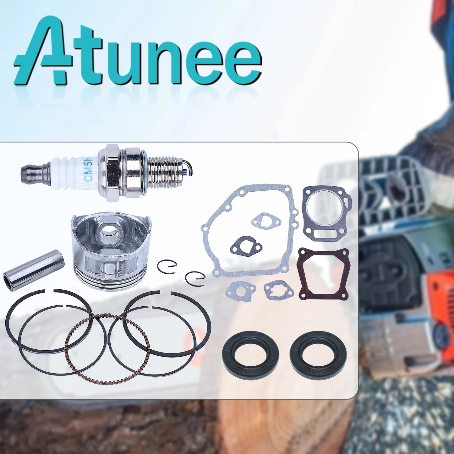 Atunee 68mm Piston Rings Gasket Oil Seal Rebuild Kit for Honda GX160 GX200 168F 5.5/6.5HP 2-3.5kw Gasoline Generator Trimmer Engine with Spark Plug Replace 13101-ZF7-010 13101-ZH8-010