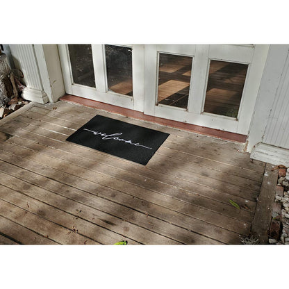 AAZZKANG Welcome Mat Door Mats Outdoor with Non Slip Rubber Backing Durable Front Door Mat Ultra Absorb Mud Easy to Clean Indoor Doormat for Entrance,High Traffic Areas,Patio Black